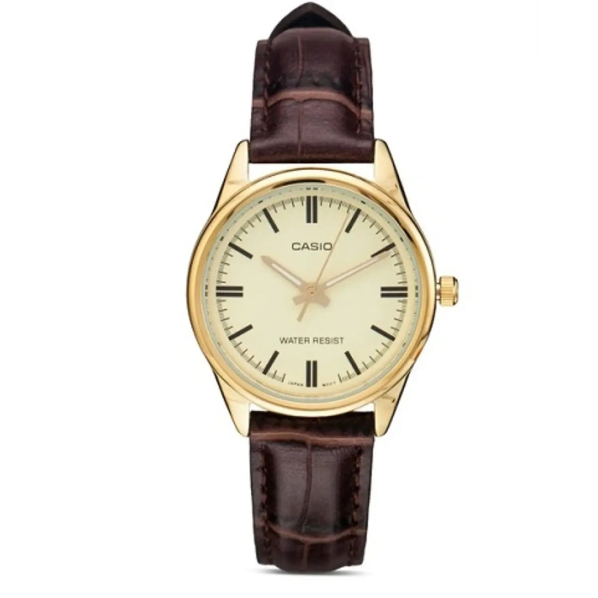 Casio Women's Gold-Tone Leather Strap Analog Watch - LTP-V005GL-9AUDF