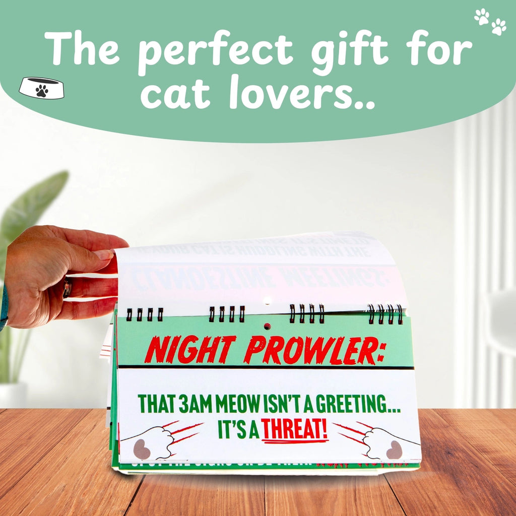 50 Ways Your CAT is Trying to KILL YOU!  Funny Desk Spiral Flip Book Signs