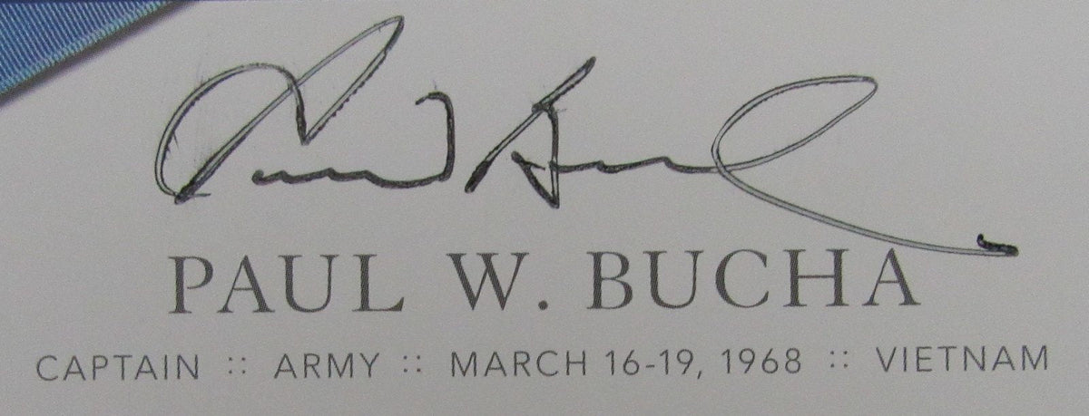 Paul W. Bucha, MOH Recipient, Signed MOH 4x6 Society Card JSA 146361