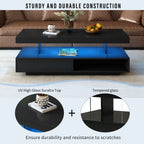 LED Coffee Table With 2 Drawers And Display Shelves