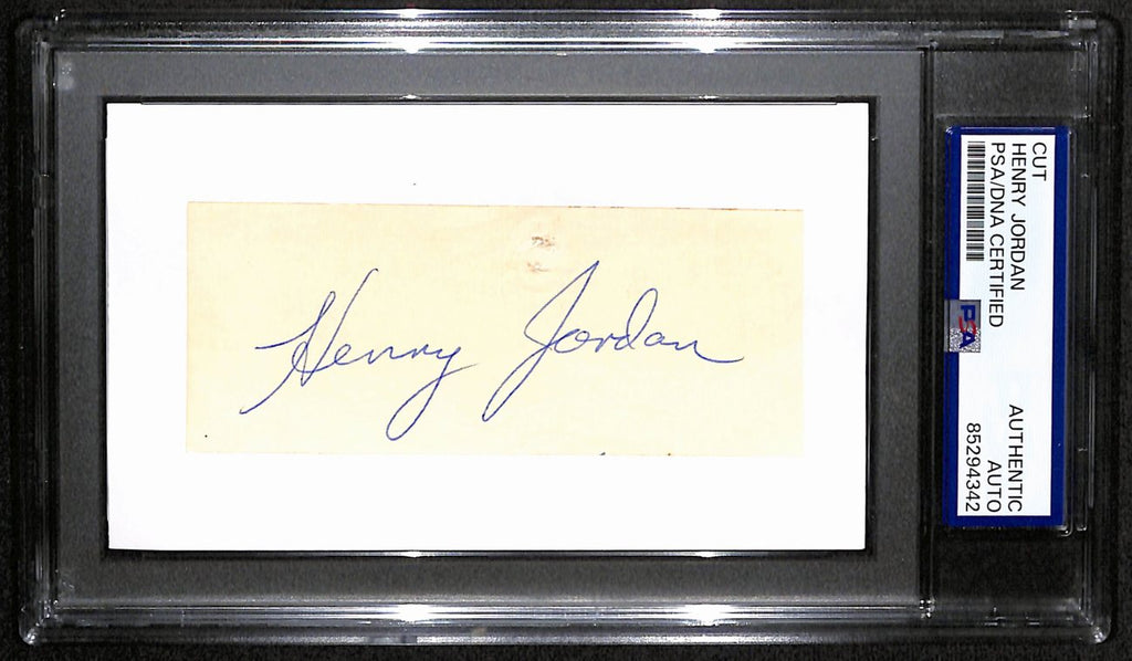 Henry Jordan HOF Signed/Auto Cut on 3x5 Card Green Bay Packers PSA/DNA 190609