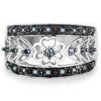 0.31 Carat Genuine Blue Diamond .925 Sterling Silver Ring