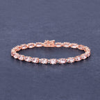 8.95 Carat Genuine Morganite and White Diamond 14K Rose Gold Bracelet