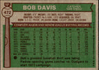 Bob Davis Autographed 1976 TOPPS Card #472 San Diego Padres 183462