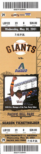 Barry Bonds HR #522 Full Ticket Giants 5/30/2001