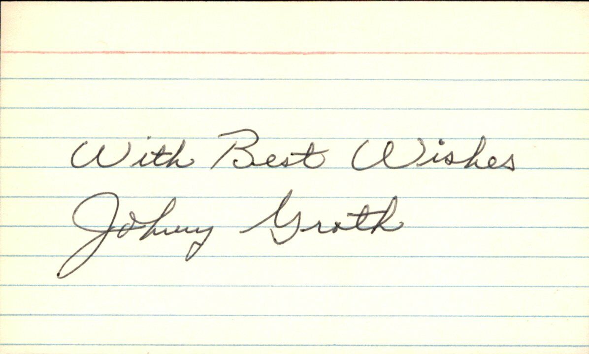 Johnny Groth Tigers/White Sox/Senators Signed/Autographed 3x5 Index Card 162542