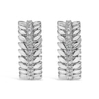 14K White Gold 1/4 Cttw Lab Grown Diamond Leafy Wreath Hoop Earrings (F-G Color, VS1-VS2 Clarity)
