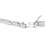 14K White Gold 2.0 Cttw Baguette and Princess-Cut Diamond Tennis Bracelet (H-I Color, SI1-SI2 Clarity) - 7"