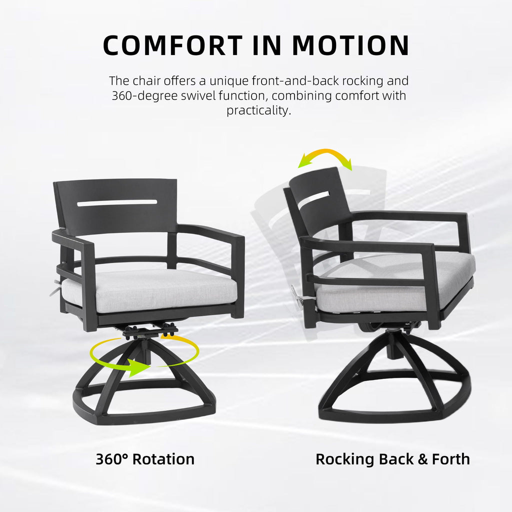 Outdoor Patio Swivel Rocker With (Set of 2) - Ember Black