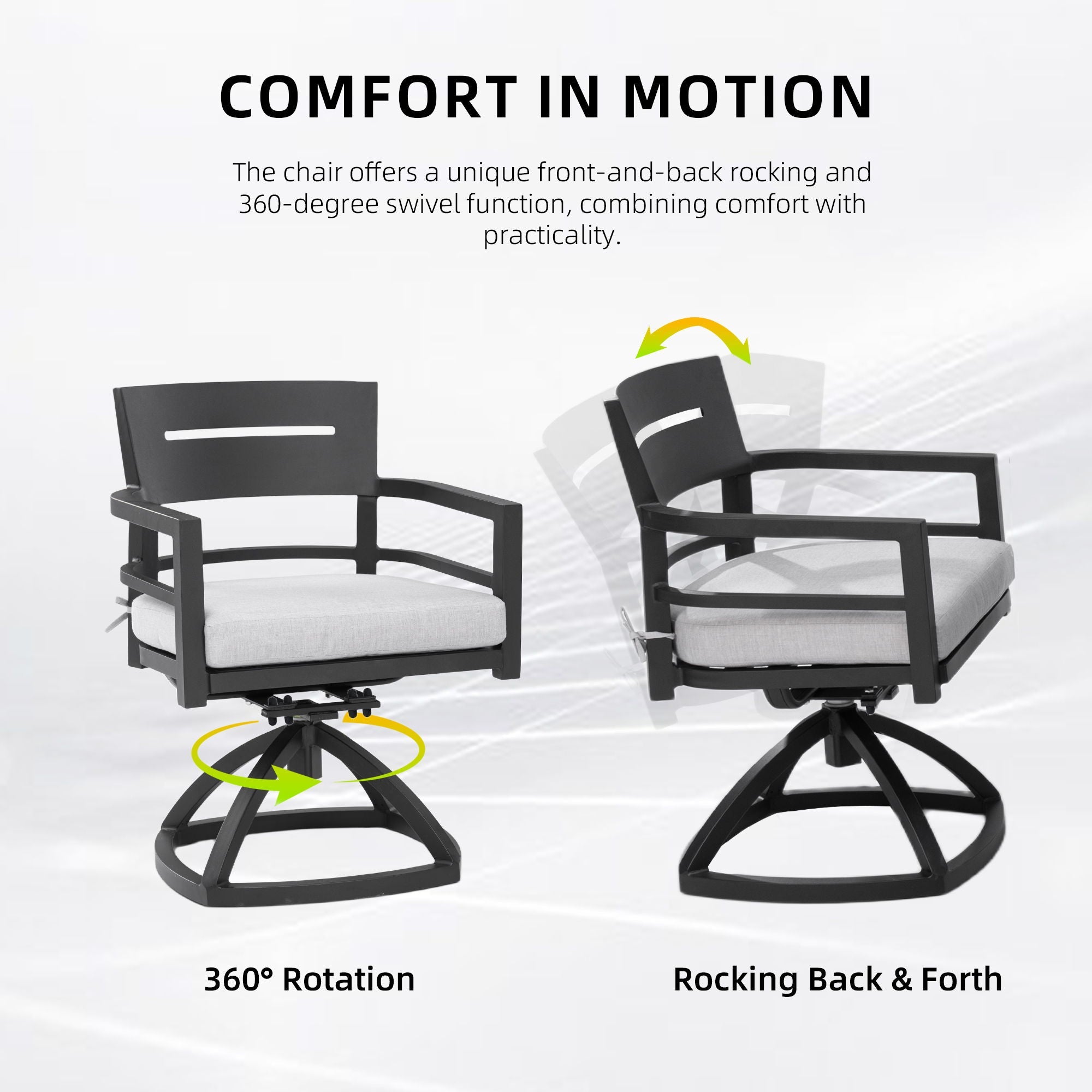 Outdoor Patio Swivel Rocker With (Set of 2) - Ember Black