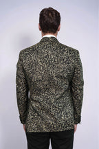 Feather Patterned Slim Fit Black Men Party Blazer - Wessi