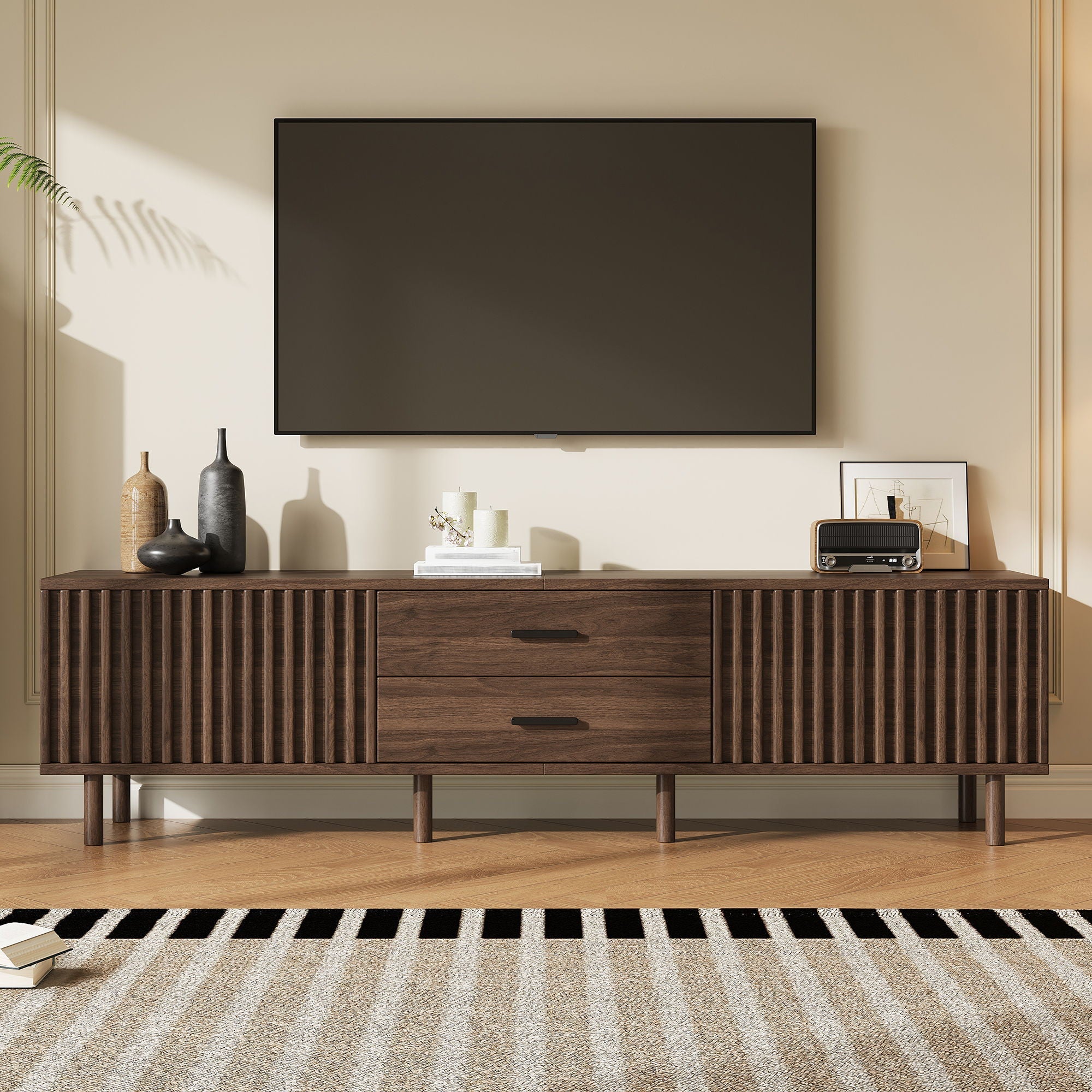 TV Stand For TVs Up To 80", Media - Dark Brown