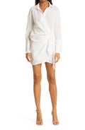 Mother of All Giselle Cotton Wrap Minidress in White  Size Small