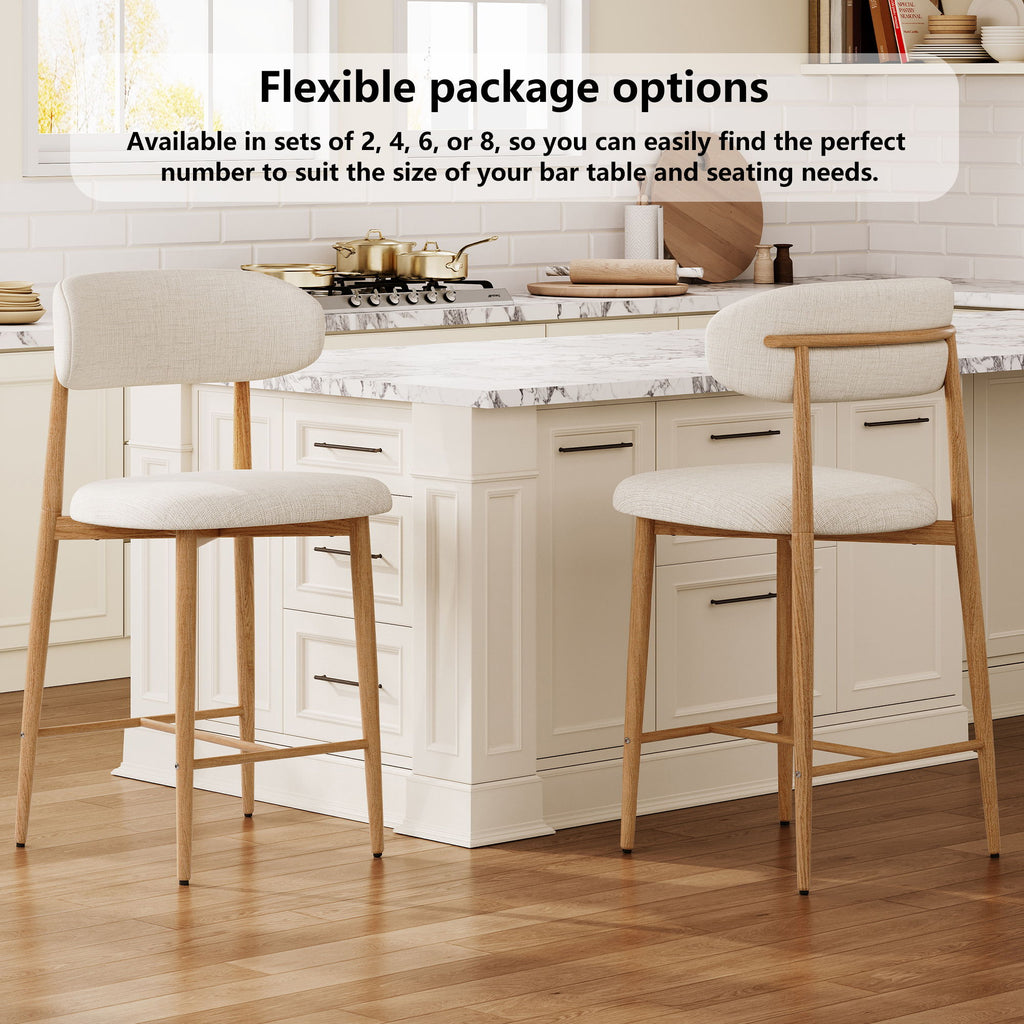 Upholstered Counter Height Bar Stools Island (Set of 2) - Beige
