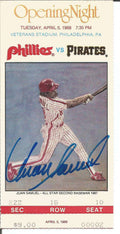 1988 Phillies Opening Day vs. Pirates Ticket Stub Signed by Juan Samuel 151139