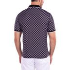 Contrast Checkered Pattern Short Sleeve Polo Shirt // Black
