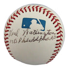 Neal Washington Philadelphia A's Signed/Inscr Rawlings OML Baseball JSA 158291
