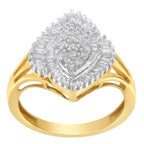 10K Yellow Gold Diamond Cocktail Ring (1/2 Cttw, J-K Color, I2-I3 Clarity) - Size 6-1/2