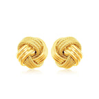 14k Yellow Gold Love Knot with Ridge Texture Earrings