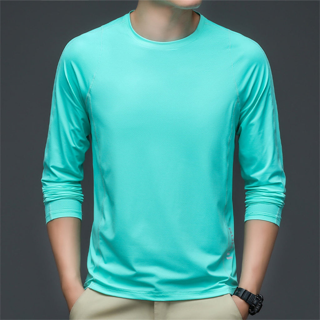 Crewneck Long-Sleeve Stitched T-Shirt // Light Green