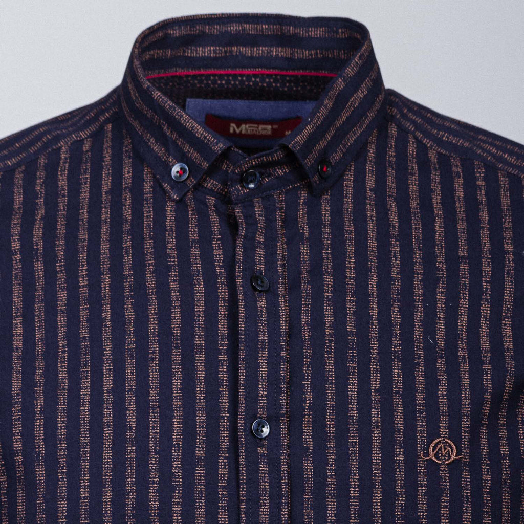 Cluses Button Down Shirt // Dark Blue + Camel