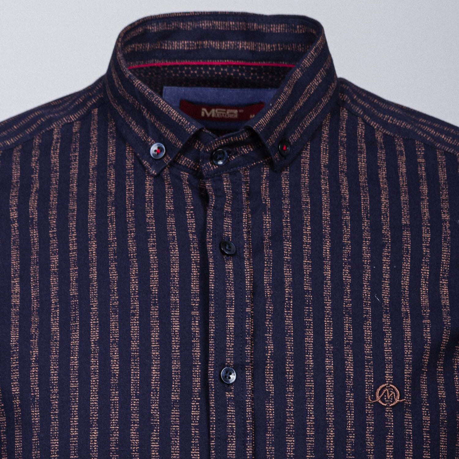 Cluses Button Down Shirt // Dark Blue + Camel