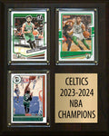 Boston Celtics 2023-24 Championship 3 Card Plaque Donruss Hoops 2023 2024 Jayson Tatum Jaylen Brown White