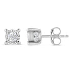 .925 Sterling Silver 1.0 Cttw Round Brilliant-Cut Diamond Miracle-Set Solitaire Stud Earrings (H-I Color, I2-I3 Clarity)