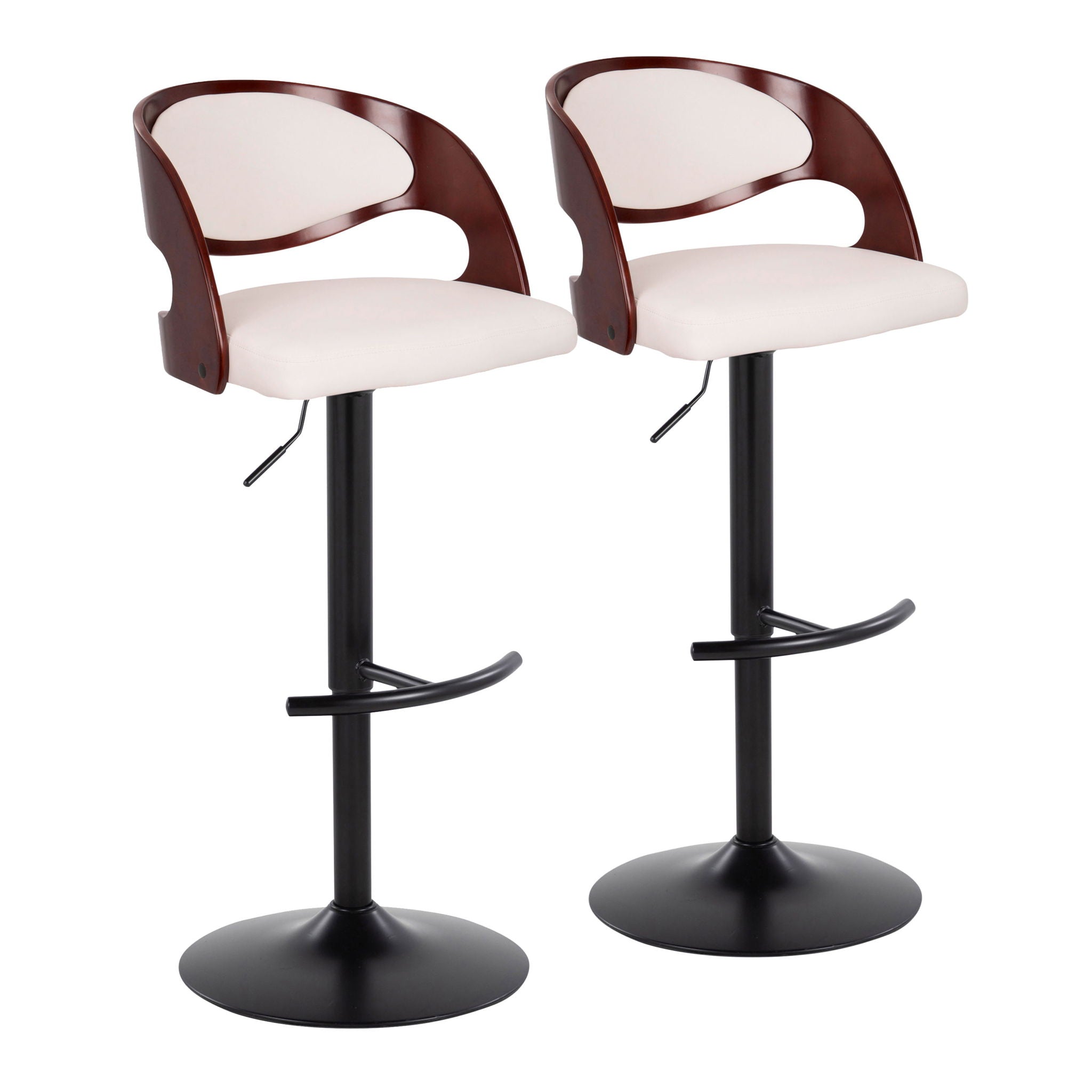 Pino - Mid Century Modern Adjustable Barstool With Swivel (Set of 2)