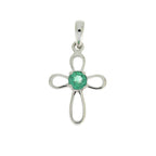 .19ct Emerald Cross Religious Pendant 10KT White Gold