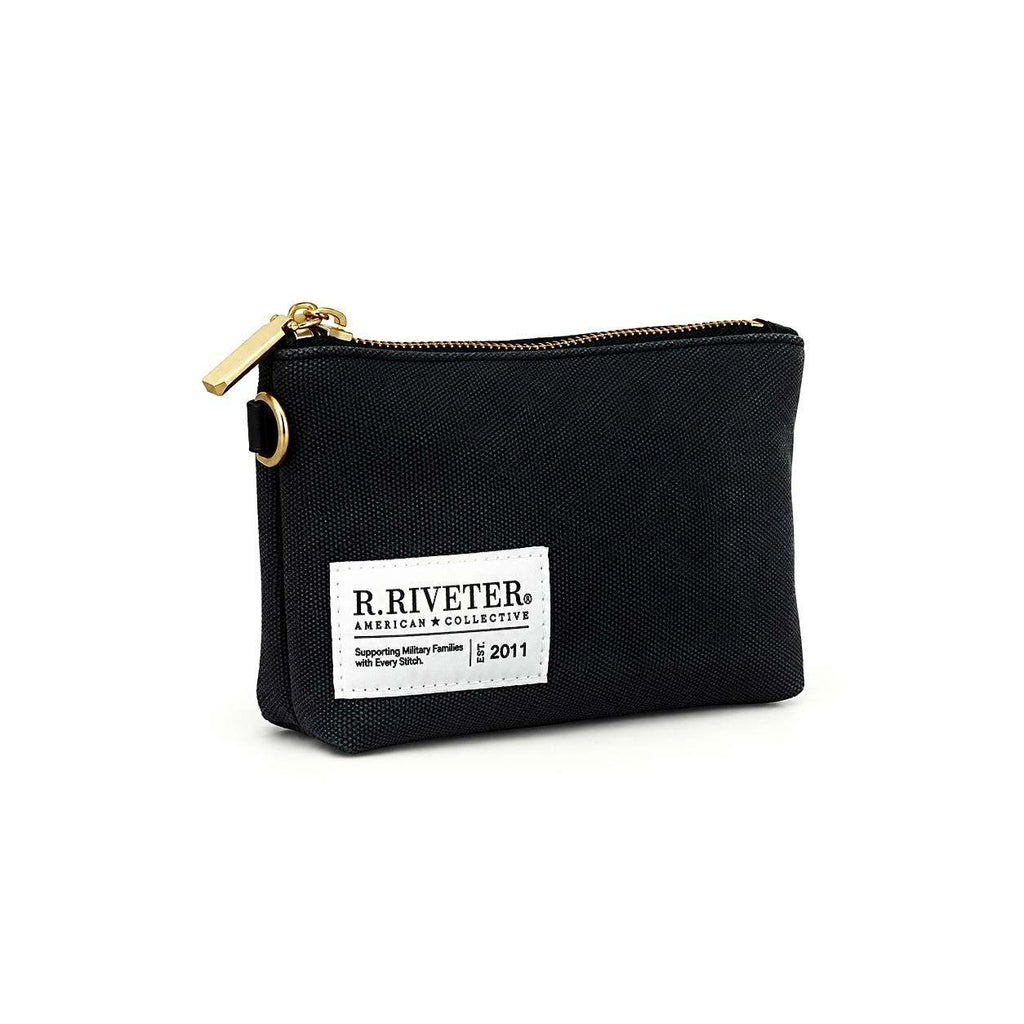 Lucy Mini Zipper Pouch | Black Washed Canvas
