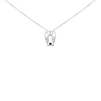 .925 Sterling Silver Diamond Accent and Black Enamel French Bullldog 18" Inch Pendant Necklace inch (I-J Color, I2-I3 Clarity)