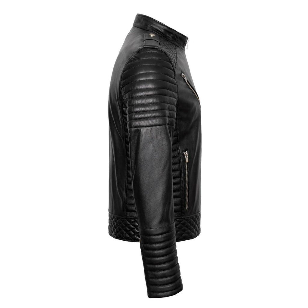 Racer Quilted Shoulders & Arms Jacket // Black