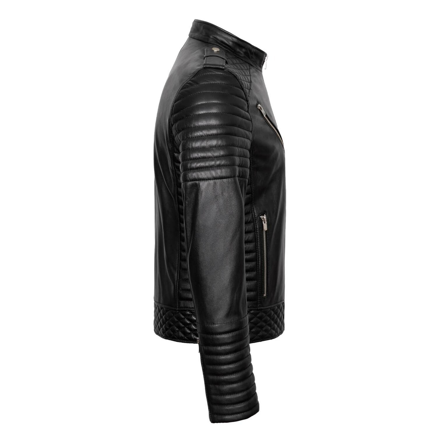 Racer Quilted Shoulders & Arms Jacket // Black