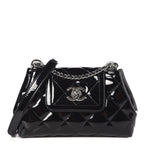 Chanel  Patent Quilted Coco Shine Small Accordion Flap Black