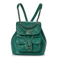 Chanel Shiny Caviar Quilted Small Duma Pockets Drawstring Backpack