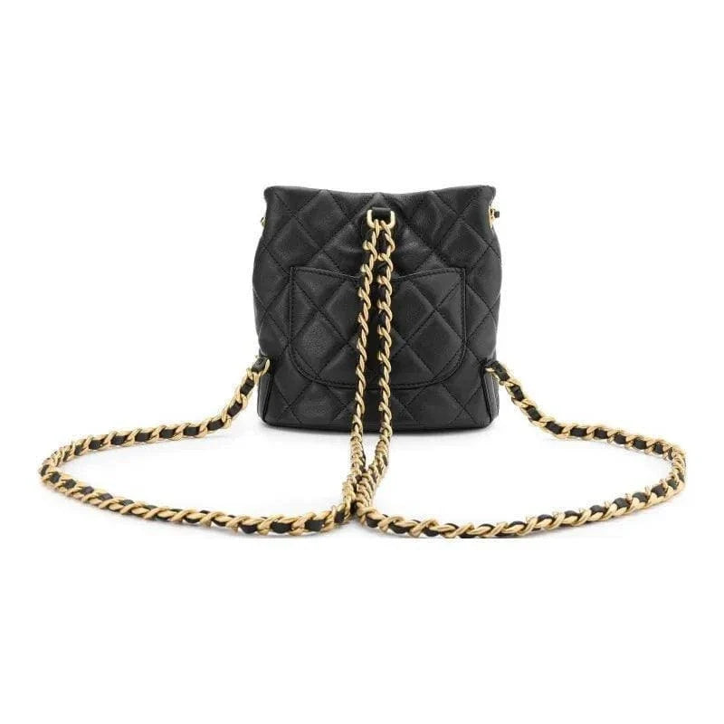 CHANEL Small Drawstring 23A Bucket Black