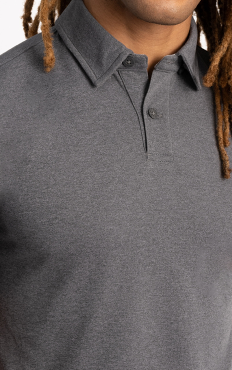 Long Sleeve Polo Solid // Charcoal