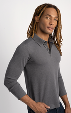 Long Sleeve Polo Solid // Charcoal