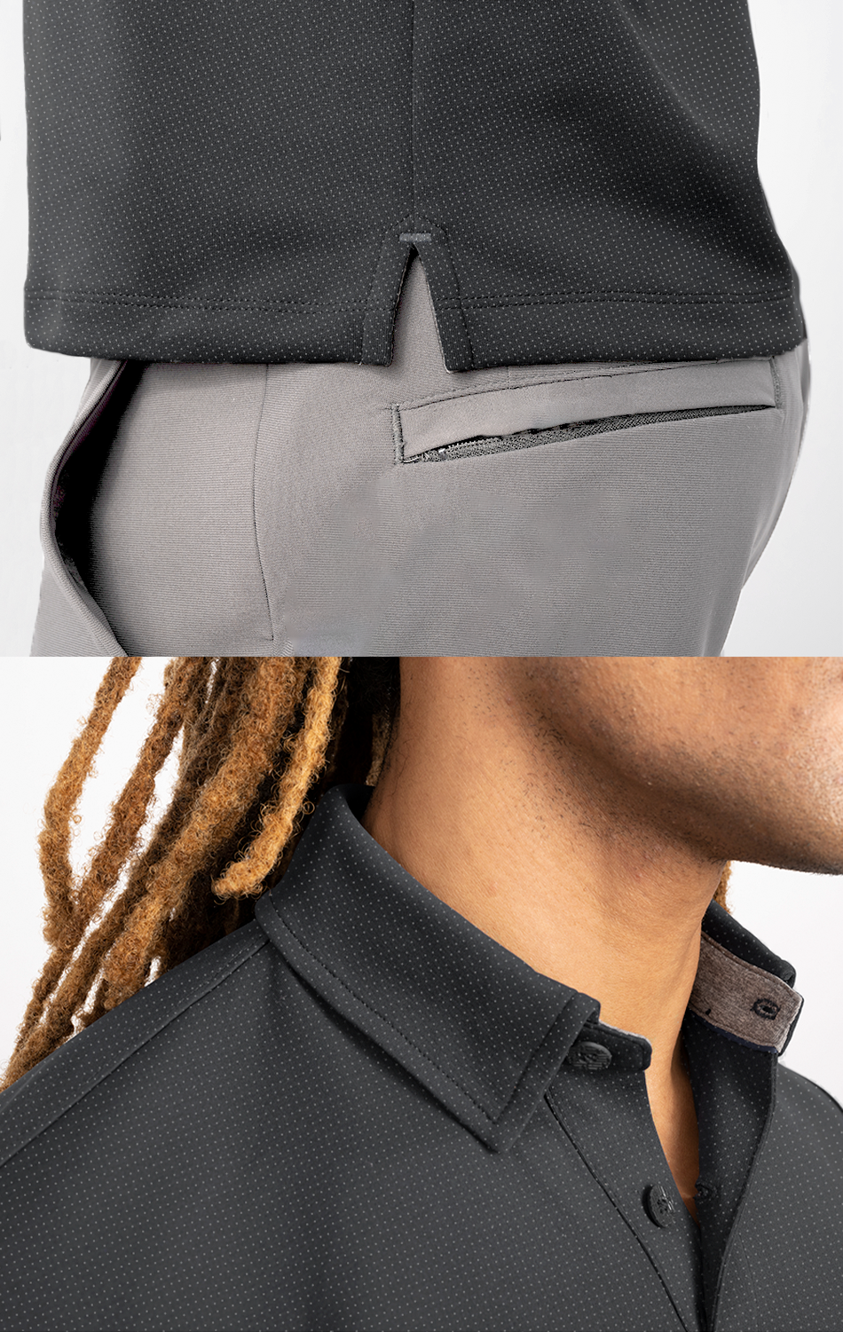 Short Sleeve Polo Dot // Charcoal