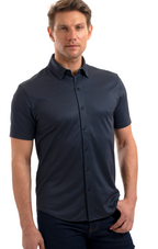 Short Sleeve Button Down Polo Dot // Charcoal
