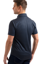 Short Sleeve Button Down Polo Dot // Charcoal
