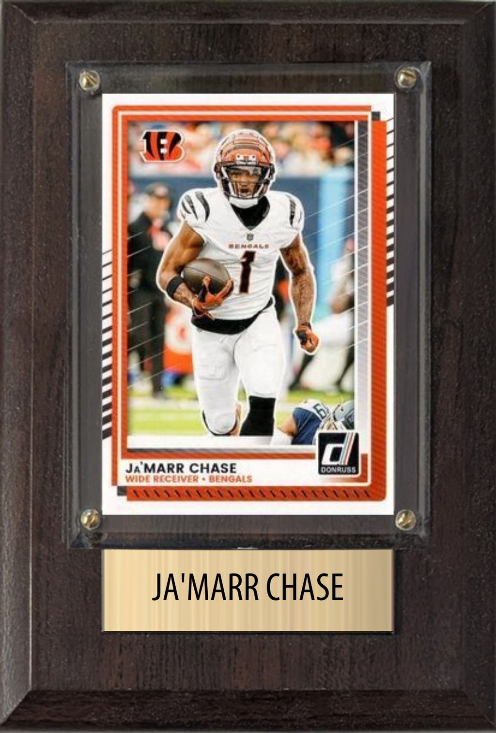 Ja'Marr Chase Cincinnati Bengals Fan Gift Plaque 4x6 1 Card Prizm, Donruss, Score 2024 2025 2026