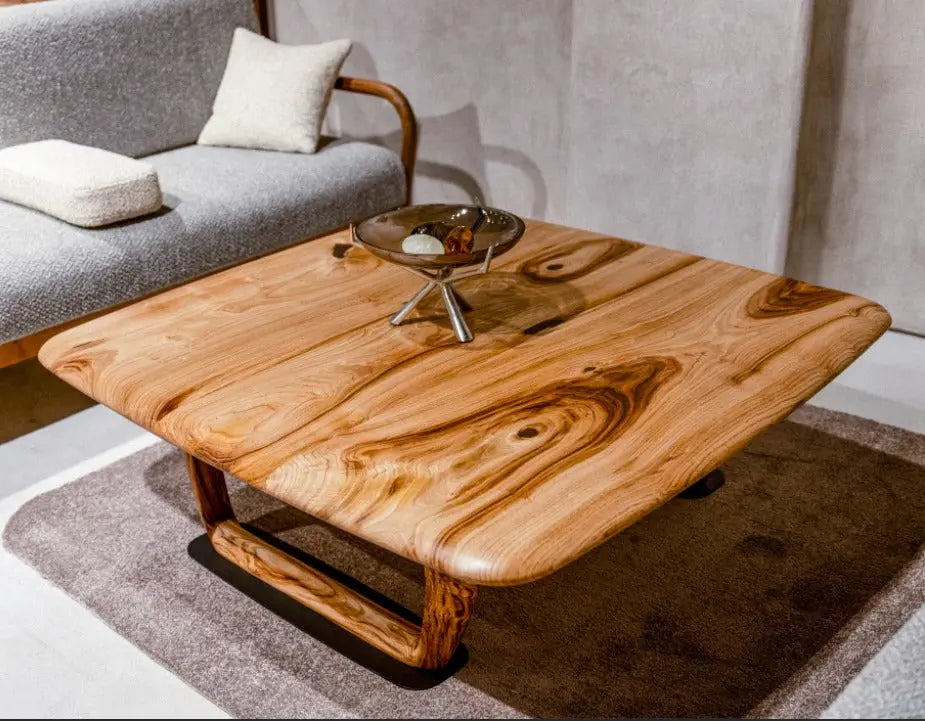 Rustic Solid Chestnut Wood Coffee Table with chestnut legs