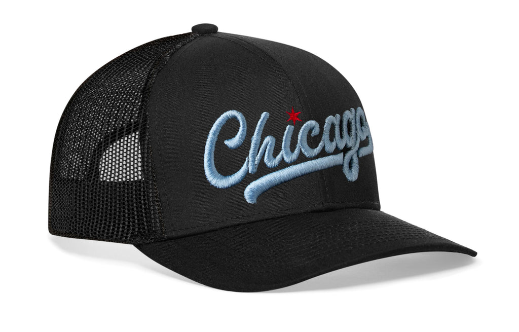 Chicago Trucker Hat  |  Script Snapback
