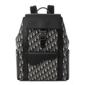 Christian Dior Oblique Jacquard Grained Calfskin Saddle Backpack With Flap