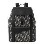 Christian Dior Oblique Jacquard Grained Calfskin Saddle Backpack With Flap
