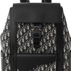 Christian Dior Oblique Jacquard Grained Calfskin Saddle Backpack With Flap