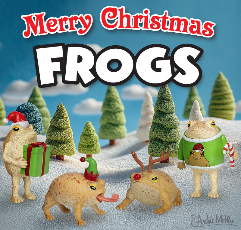 4pk Funny Christmas Holiday Frogs Figurines 🐸🎅 Hilarious Gag  – Archie McPhee