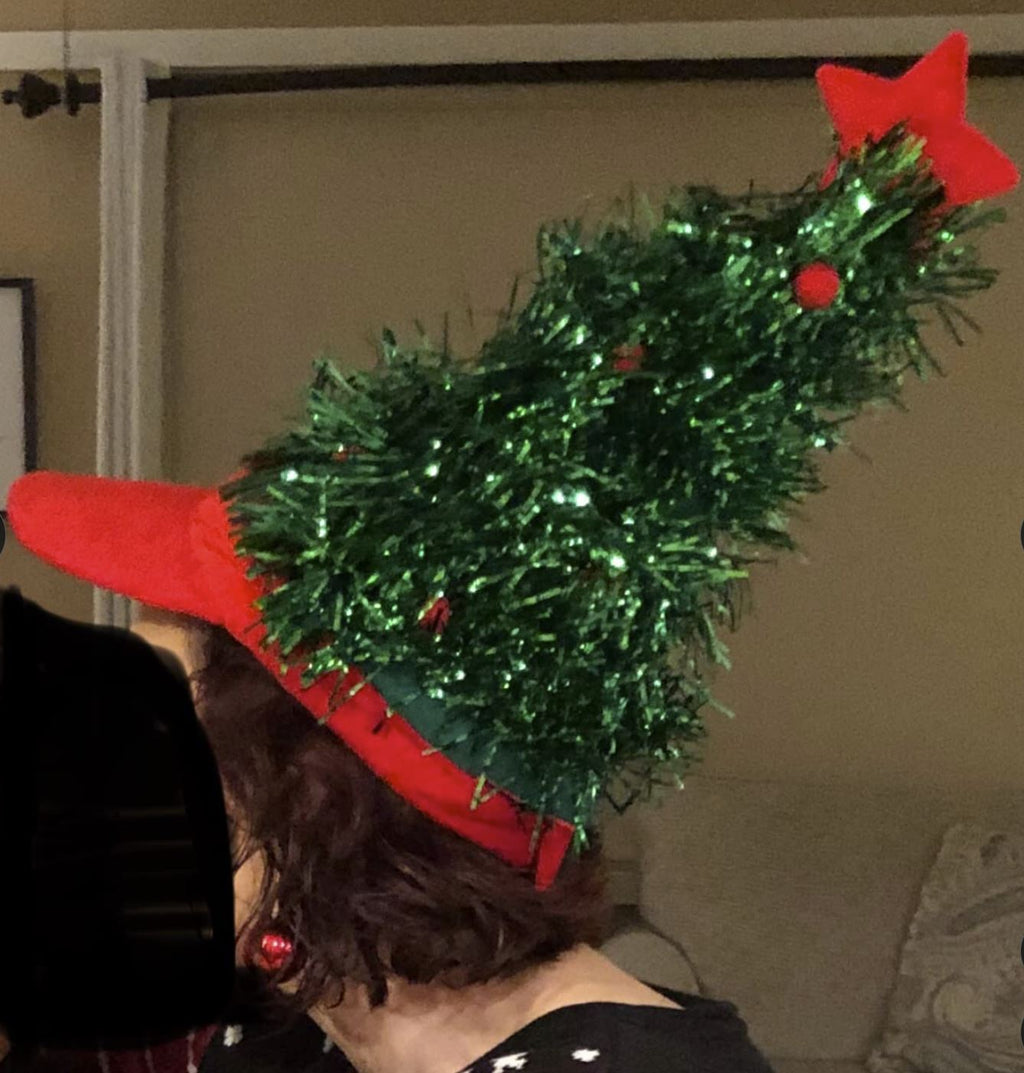 Christmas Tinsel Tree Visor Hat - Funny Gag Gift, Holiday Costume Prop, Joke